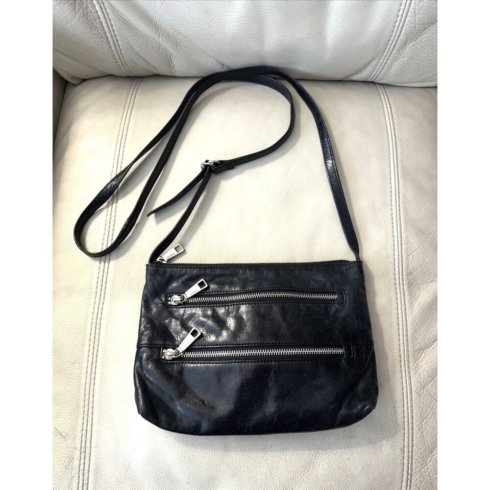 HOBO The Original Leather Crossbody Bag Black Zipper Lightweight